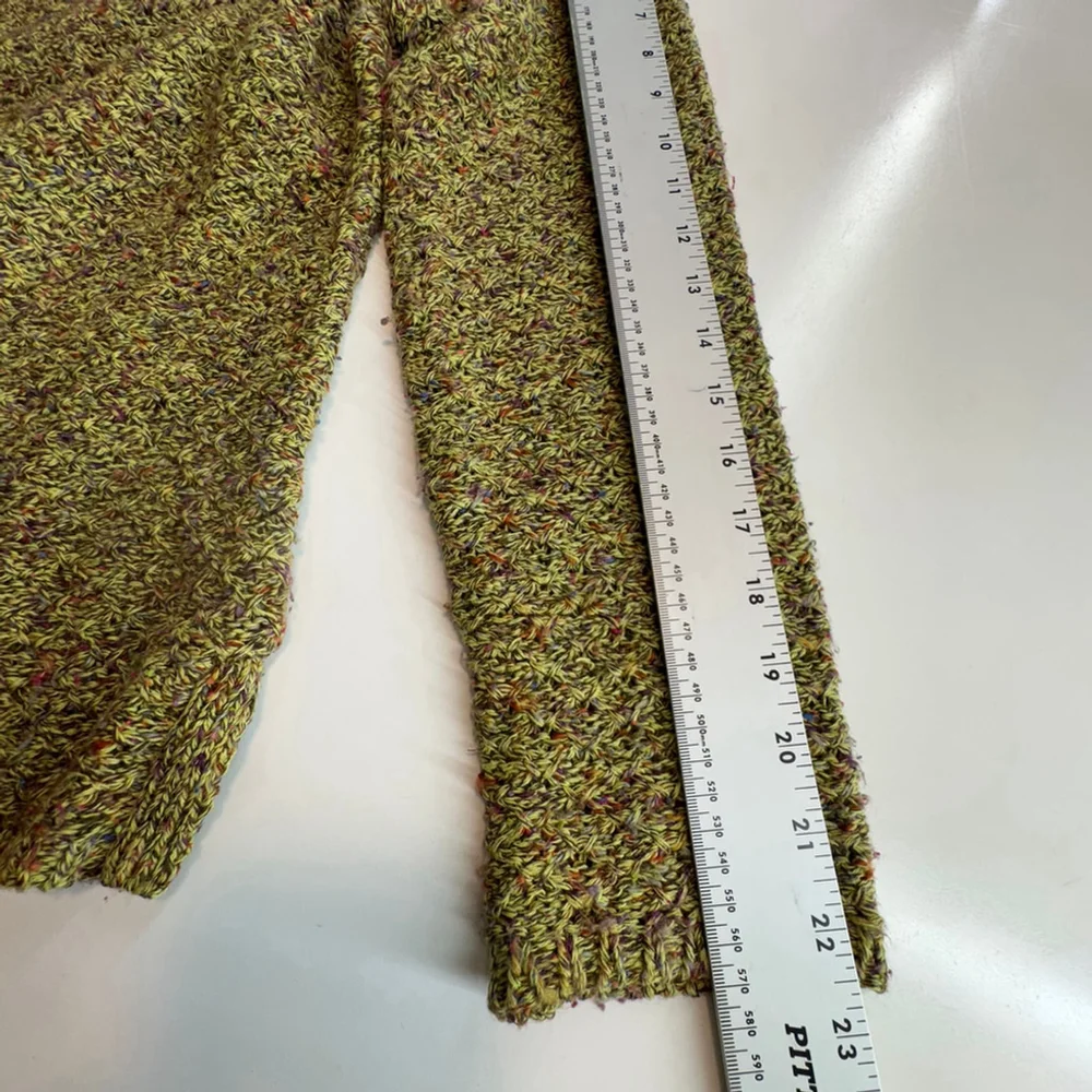Coldwater Creek Sweater Womens M Green Speckles V-Neck Knit Winter Pullover